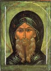 Sv. Anton, ruská ikona (Novgorod, 16. stor.)