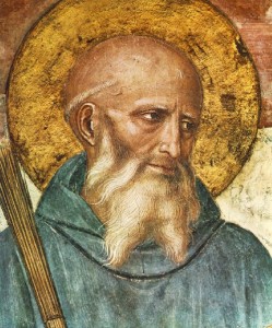 Fra Angelico: sv. Benedikt (detail fresky v konvente San Marco vo Florencii), 1441/1442