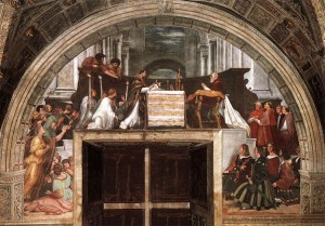 Raffaello Sanzio: Omša v Bolsene. Vatikán, 1512